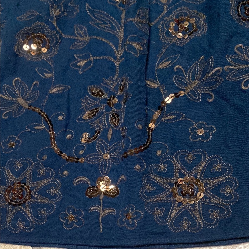 Coldwater Creek Blue XL Knee Length Skirt with Sequins Fall Wedding Guest - Picture 6 of 9